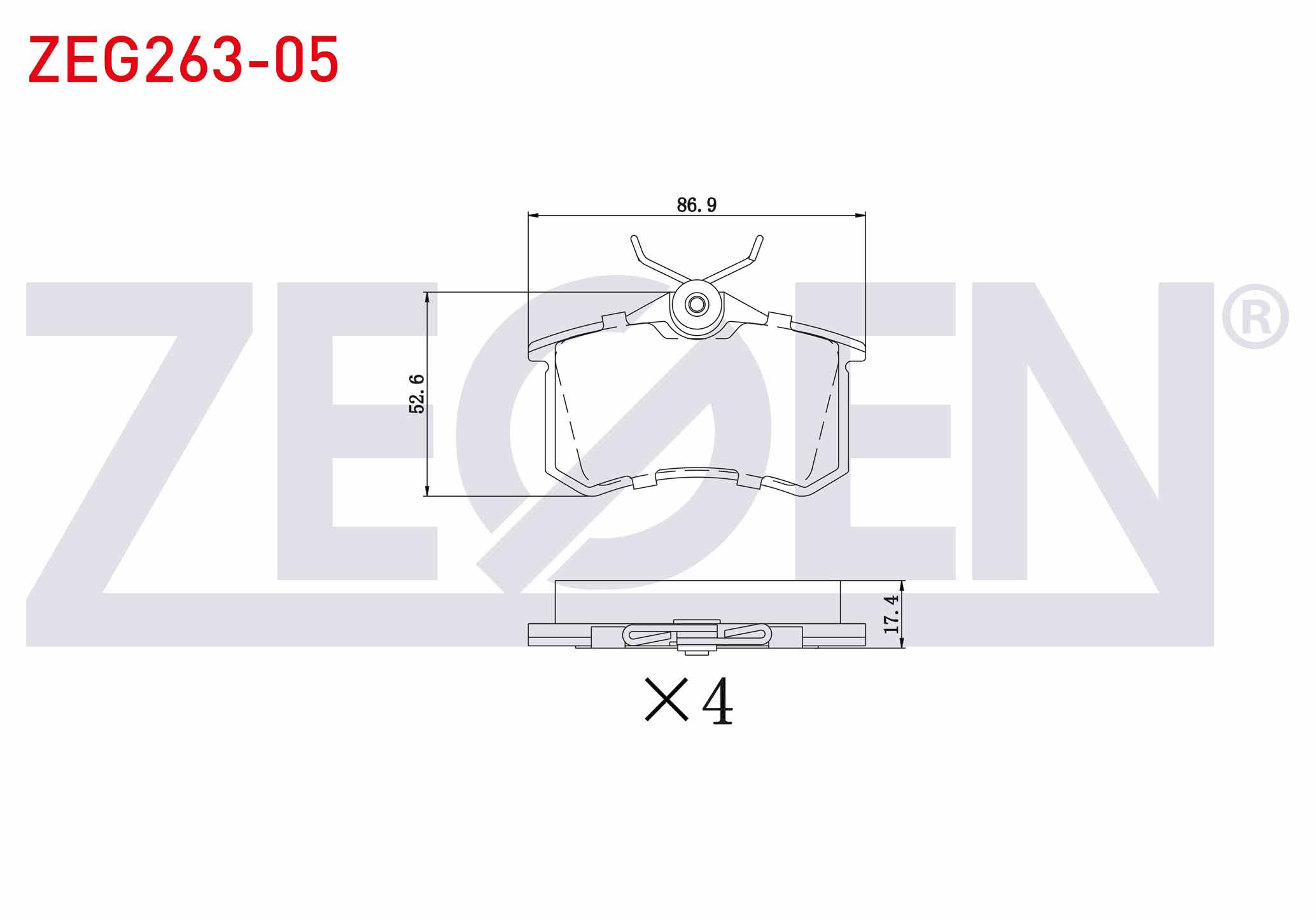 FREN BALATA ARKA 17,4mm GOLF IV-V-VI/JETTA V-VI/POLO III-IV-V-VI/CADDY III/CLIO III/MEGANE III-IV/207/208/307/308/PARTNER/C3 II-III/C4 II/A3 II/A4 II-III/A6 II/LEON II-III/IBIZA III-IV/CROSSLAND